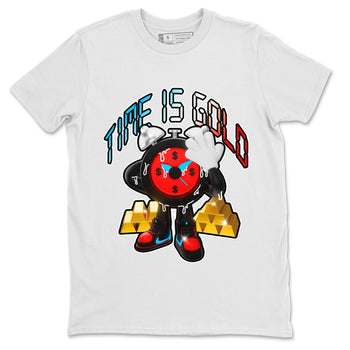Air Jordan 1 UNC to Chicago shirt to match jordans Time Is Gold sneaker tees AJ1 UNC to Chicago SNRT Sneaker Release Tees Unisex White 2 T-Shirt
