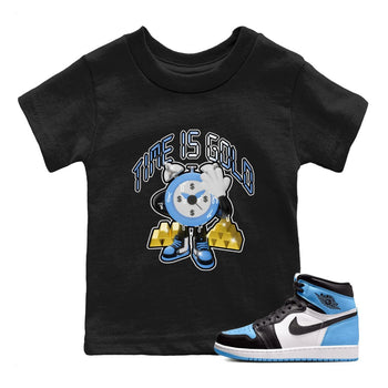 Air Jordan 1 UNC Toe shirt to match jordans Time Is Gold sneaker tees AJ1 UNC Toe SNRT Sneaker Release Tees Baby Toddler Black 1 T-Shirt