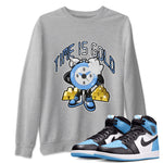 Air Jordan 1 UNC Toe shirt to match jordans Time Is Gold sneaker tees AJ1 UNC Toe SNRT Sneaker Release Tees Unisex Heather Grey 1 T-Shirt