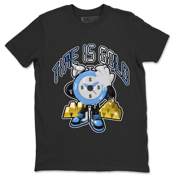 Air Jordan 1 UNC Toe shirt to match jordans Time Is Gold sneaker tees AJ1 UNC Toe SNRT Sneaker Release Tees Unisex Black 2 T-Shirt