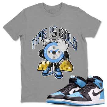 Air Jordan 1 UNC Toe shirt to match jordans Time Is Gold sneaker tees AJ1 UNC Toe SNRT Sneaker Release Tees Unisex Heather Grey 1 T-Shirt