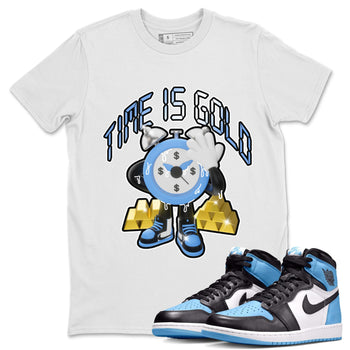 Air Jordan 1 UNC Toe shirt to match jordans Time Is Gold sneaker tees AJ1 UNC Toe SNRT Sneaker Release Tees Unisex White 1 T-Shirt