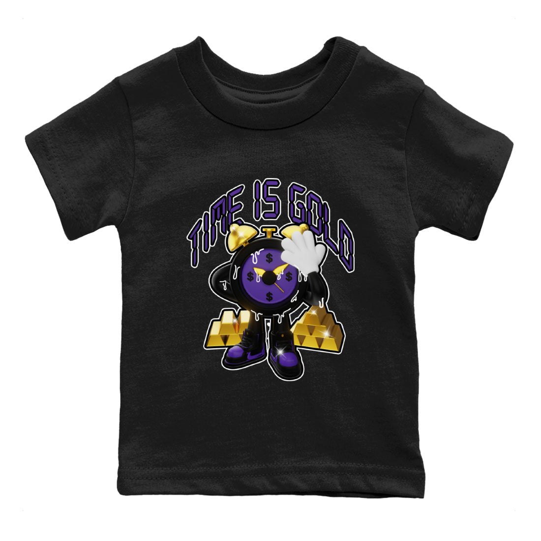 Air Jordan 12 Field Purple shirt to match jordans Time Is Gold sneaker tees AJ12 Field Purple SNRT Sneaker Release Tees Baby Toddler Black 2 T-Shirt