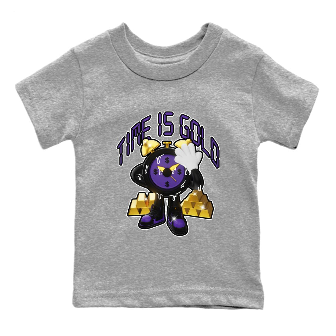 Air Jordan 12 Field Purple shirt to match jordans Time Is Gold sneaker tees AJ12 Field Purple SNRT Sneaker Release Tees Baby Toddler Heather Grey 2 T-Shirt
