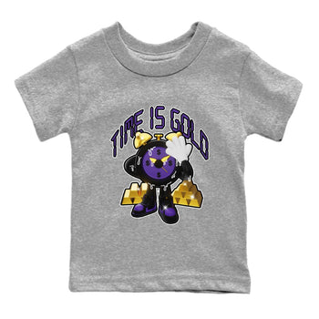 Air Jordan 12 Field Purple shirt to match jordans Time Is Gold sneaker tees AJ12 Field Purple SNRT Sneaker Release Tees Baby Toddler Heather Grey 2 T-Shirt