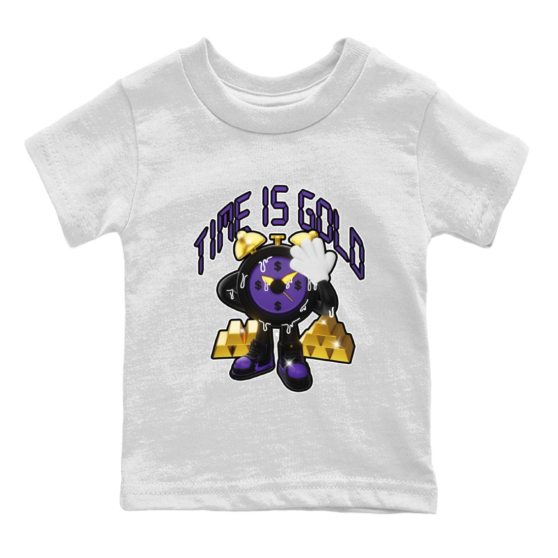 Air Jordan 12 Field Purple shirt to match jordans Time Is Gold sneaker tees AJ12 Field Purple SNRT Sneaker Release Tees Baby Toddler White 2 T-Shirt