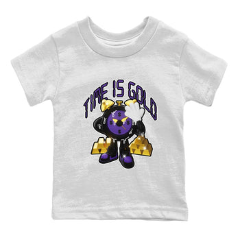 Air Jordan 12 Field Purple shirt to match jordans Time Is Gold sneaker tees AJ12 Field Purple SNRT Sneaker Release Tees Baby Toddler White 2 T-Shirt