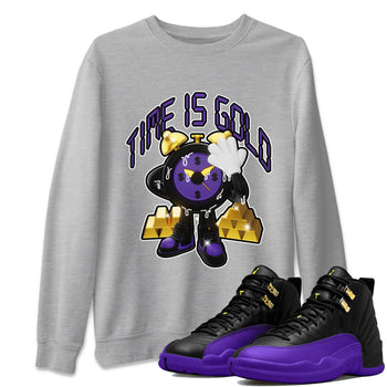 Air Jordan 12 Field Purple shirt to match jordans Time Is Gold sneaker tees AJ12 Field Purple SNRT Sneaker Release Tees Unisex Heather Grey 1 T-Shirt