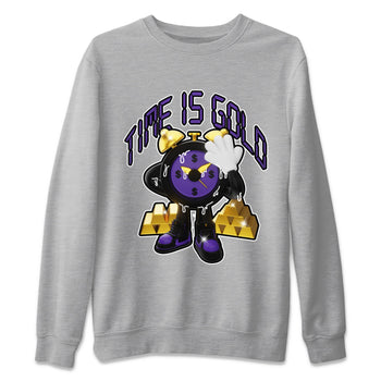 Air Jordan 12 Field Purple shirt to match jordans Time Is Gold sneaker tees AJ12 Field Purple SNRT Sneaker Release Tees Unisex Heather Grey 2 T-Shirt