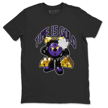 Air Jordan 12 Field Purple shirt to match jordans Time Is Gold sneaker tees AJ12 Field Purple SNRT Sneaker Release Tees Unisex Black 2 T-Shirt