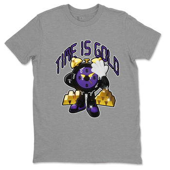 Air Jordan 12 Field Purple shirt to match jordans Time Is Gold sneaker tees AJ12 Field Purple SNRT Sneaker Release Tees Unisex Heather Grey 2 T-Shirt