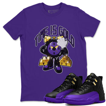 Air Jordan 12 Field Purple shirt to match jordans Time Is Gold sneaker tees AJ12 Field Purple SNRT Sneaker Release Tees Unisex Purple 1 T-Shirt