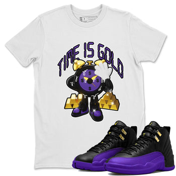 Air Jordan 12 Field Purple shirt to match jordans Time Is Gold sneaker tees AJ12 Field Purple SNRT Sneaker Release Tees Unisex White 1 T-Shirt