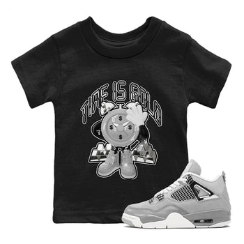 Air Jordan 4 Light Iron Ore shirt to match jordans Time Is Gold sneaker tees AJ4 Frozen Moments SNRT Sneaker Release Tees Baby Toddler Black 1 T-Shirt