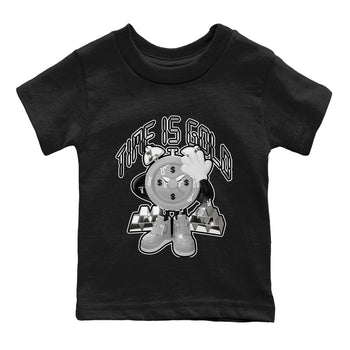 Air Jordan 4 Light Iron Ore shirt to match jordans Time Is Gold sneaker tees AJ4 Frozen Moments SNRT Sneaker Release Tees Baby Toddler Black 2 T-Shirt