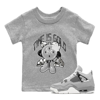 Air Jordan 4 Light Iron Ore shirt to match jordans Time Is Gold sneaker tees AJ4 Frozen Moments SNRT Sneaker Release Tees Baby Toddler Heather Grey 1 T-Shirt