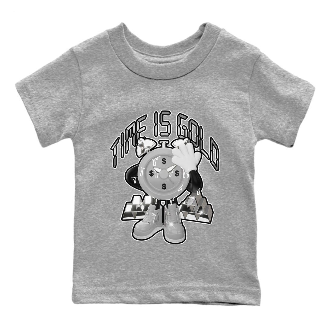 Air Jordan 4 Light Iron Ore shirt to match jordans Time Is Gold sneaker tees AJ4 Frozen Moments SNRT Sneaker Release Tees Baby Toddler Heather Grey 2 T-Shirt