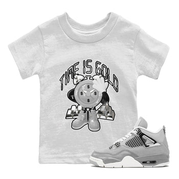 Air Jordan 4 Light Iron Ore shirt to match jordans Time Is Gold sneaker tees AJ4 Frozen Moments SNRT Sneaker Release Tees Baby Toddler White 1 T-Shirt