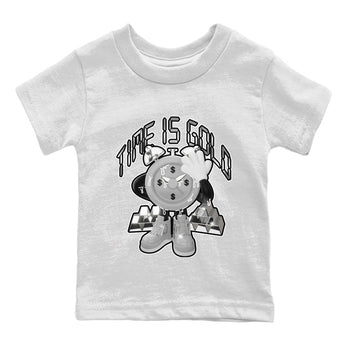Air Jordan 4 Light Iron Ore shirt to match jordans Time Is Gold sneaker tees AJ4 Frozen Moments SNRT Sneaker Release Tees Baby Toddler White 2 T-Shirt