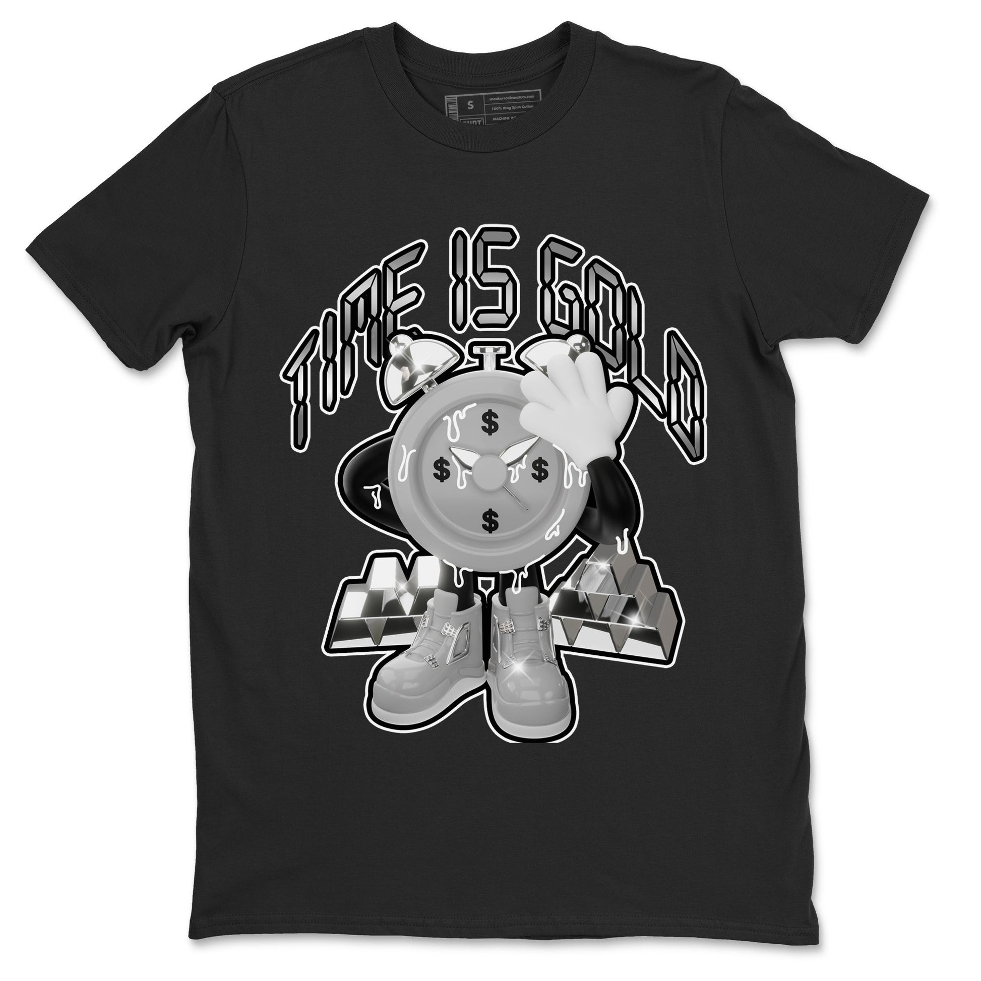 Air Jordan 4 Light Iron Ore shirt to match jordans Time Is Gold sneaker tees AJ4 Frozen Moments SNRT Sneaker Release Tees Unisex Black 2 T-Shirt