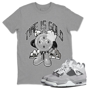 Air Jordan 4 Light Iron Ore shirt to match jordans Time Is Gold sneaker tees AJ4 Frozen Moments SNRT Sneaker Release Tees Unisex Heather Grey 1 T-Shirt