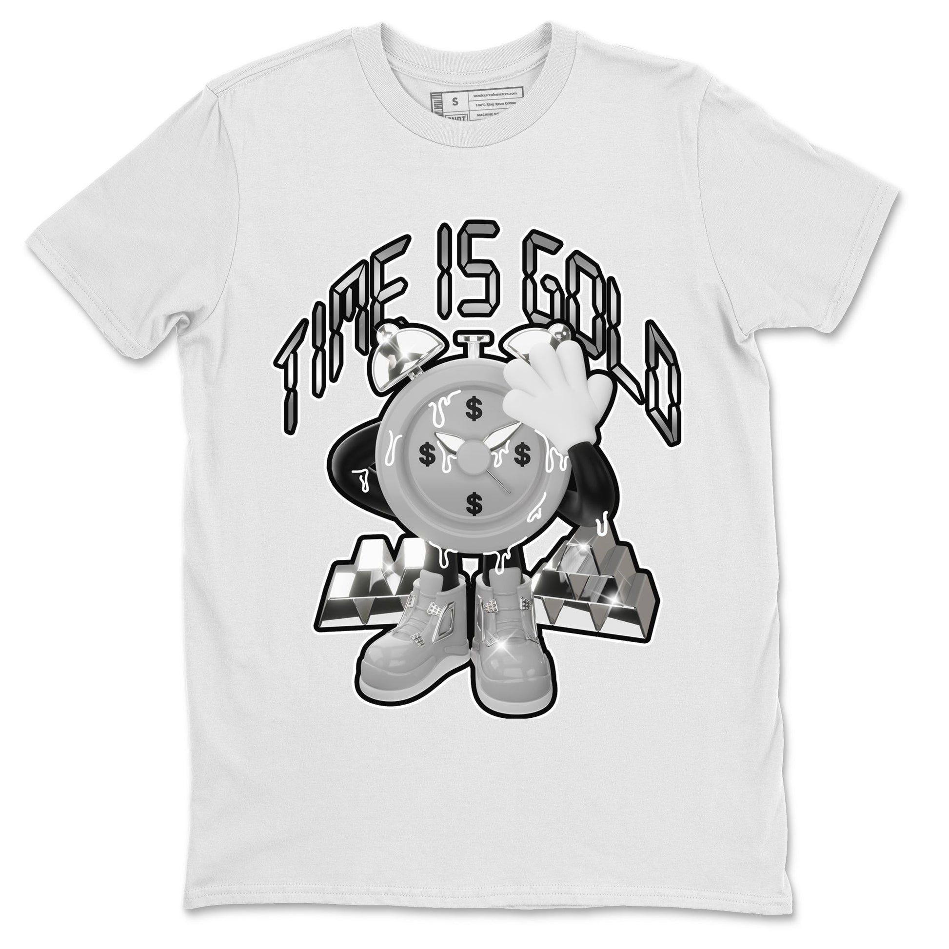 Air Jordan 4 Light Iron Ore shirt to match jordans Time Is Gold sneaker tees AJ4 Frozen Moments SNRT Sneaker Release Tees Unisex White 2 T-Shirt