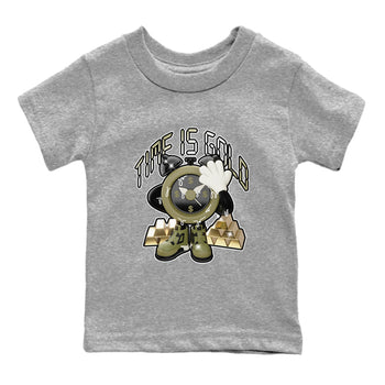 Air Jordan 4 Medium Olive shirt to match jordans Time Is Gold sneaker tees AJ4Medium Olive SNRT Sneaker Release Tees Baby Toddler Heather Grey 2 T-Shirt