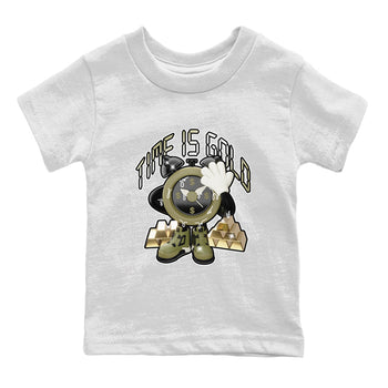 Air Jordan 4 Medium Olive shirt to match jordans Time Is Gold sneaker tees AJ4Medium Olive SNRT Sneaker Release Tees Baby Toddler White 2 T-Shirt