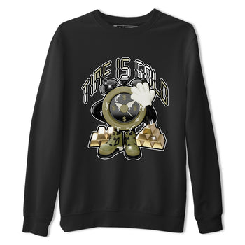 Air Jordan 4 Medium Olive shirt to match jordans Time Is Gold sneaker tees AJ4Medium Olive SNRT Sneaker Release Tees Unisex Black 2 T-Shirt