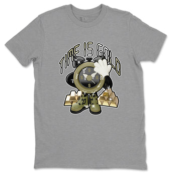 Air Jordan 4 Medium Olive shirt to match jordans Time Is Gold sneaker tees AJ4Medium Olive SNRT Sneaker Release Tees Unisex Heather Grey 2 T-Shirt