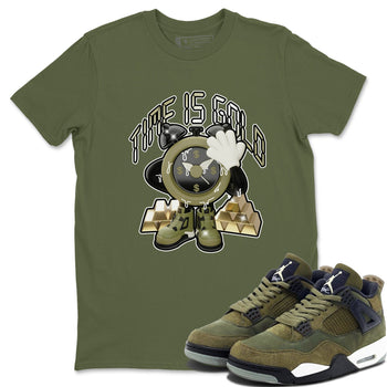 Air Jordan 4 Medium Olive shirt to match jordans Time Is Gold sneaker tees AJ4Medium Olive SNRT Sneaker Release Tees Unisex Military Green 1 T-Shirt