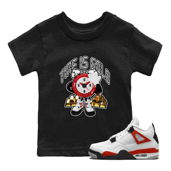 Air Jordan 4 Red Cement shirt to match jordans Time Is Gold sneaker tees AJ4 Red Cement SNRT Sneaker Release Tees Baby Toddler Black 1 T-Shirt