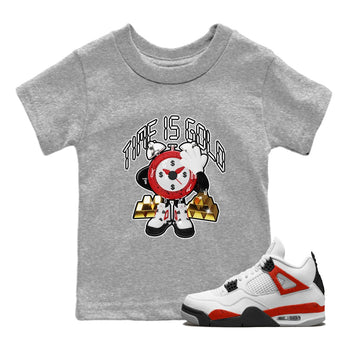 Air Jordan 4 Red Cement shirt to match jordans Time Is Gold sneaker tees AJ4 Red Cement SNRT Sneaker Release Tees Baby Toddler Heather Grey 1 T-Shirt