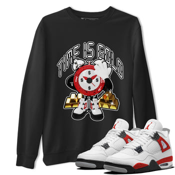 Air Jordan 4 Red Cement shirt to match jordans Time Is Gold sneaker tees AJ4 Red Cement SNRT Sneaker Release Tees Unisex Black 1 T-Shirt