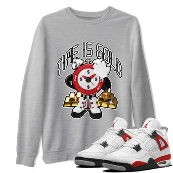 Air Jordan 4 Red Cement shirt to match jordans Time Is Gold sneaker tees AJ4 Red Cement SNRT Sneaker Release Tees Unisex Heather Grey 1 T-Shirt