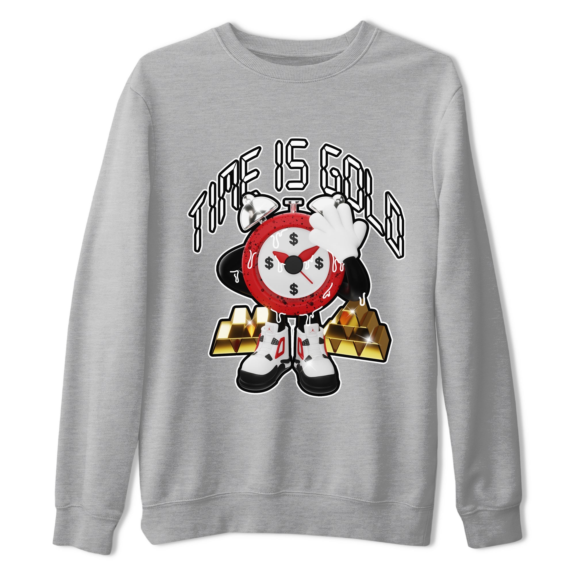 Air Jordan 4 Red Cement shirt to match jordans Time Is Gold sneaker tees AJ4 Red Cement SNRT Sneaker Release Tees Unisex Heather Grey 2 T-Shirt