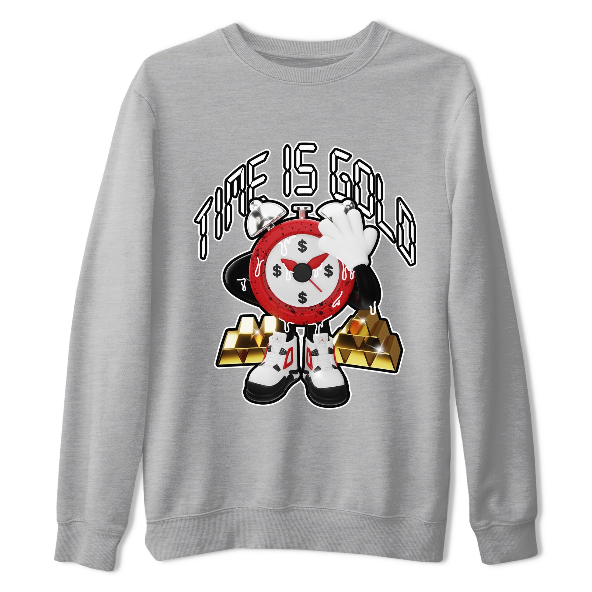 Air Jordan 4 Red Cement shirt to match jordans Time Is Gold sneaker tees AJ4 Red Cement SNRT Sneaker Release Tees Unisex Heather Grey 2 T-Shirt