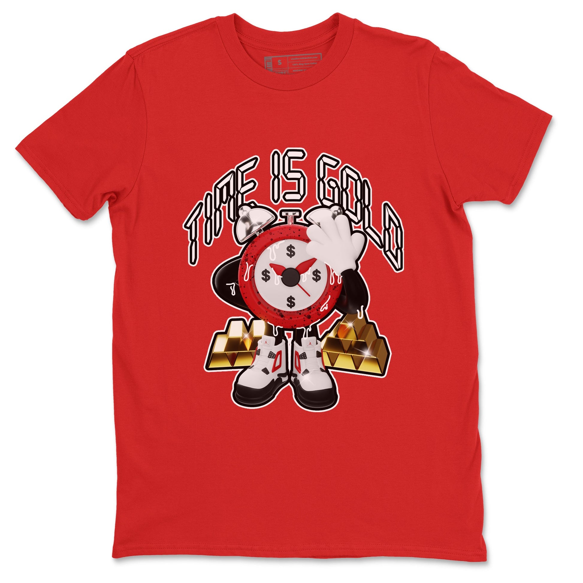 Air Jordan 4 Red Cement shirt to match jordans Time Is Gold sneaker tees AJ4 Red Cement SNRT Sneaker Release Tees Unisex Red 2 T-Shirt