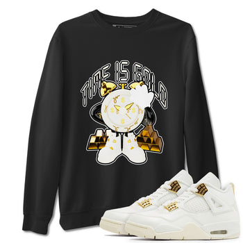 4s Sail shirt to match jordans Time Is Gold sneaker tees Air Jordan 4 Sail SNRT Sneaker Release Tees unisex cotton Black 1 crew neck shirt