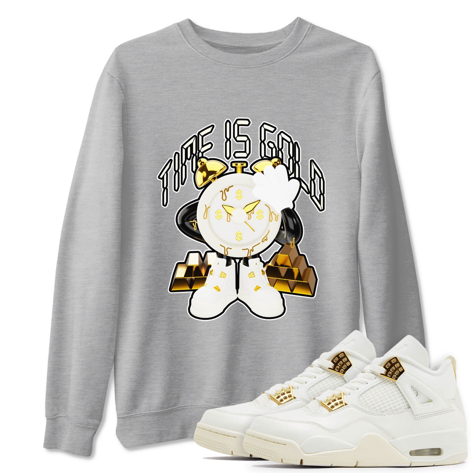 4s Sail shirt to match jordans Time Is Gold sneaker tees Air Jordan 4 Sail SNRT Sneaker Release Tees unisex cotton Heather Grey 1 crew neck shirt
