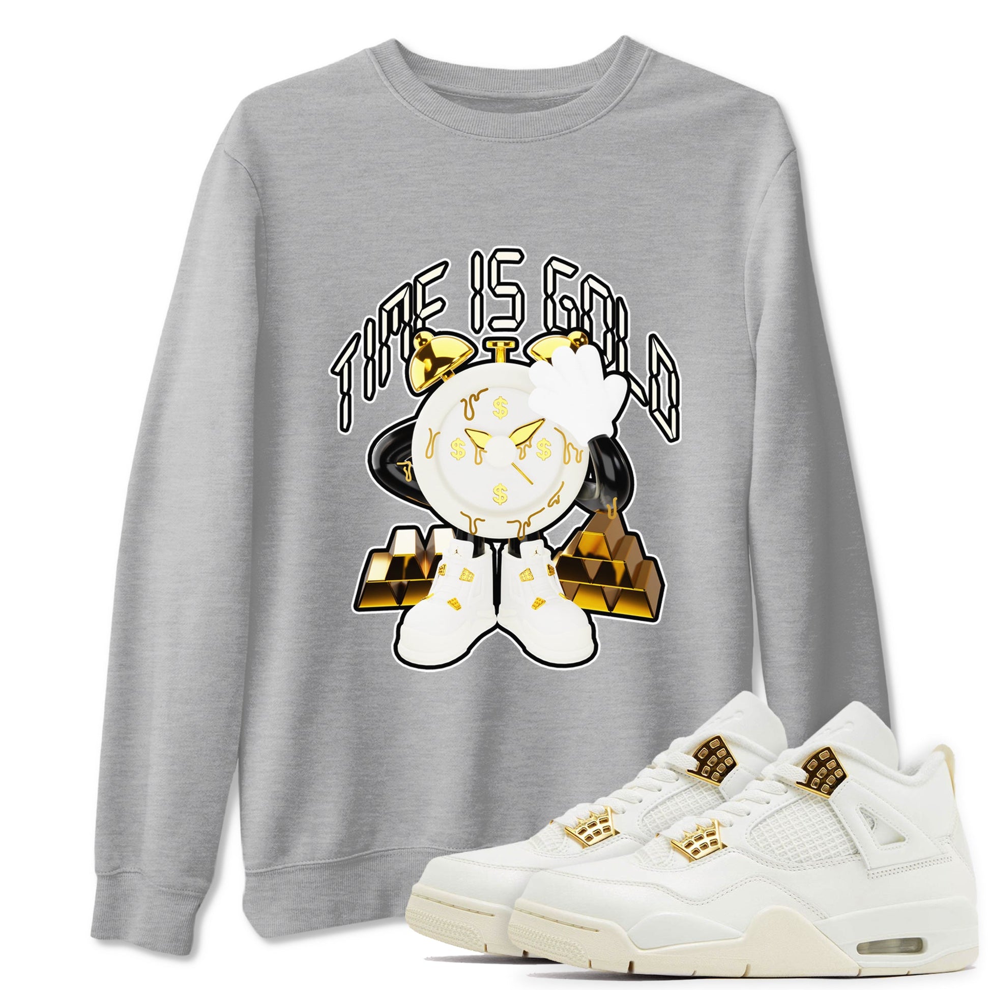 4s Sail shirt to match jordans Time Is Gold sneaker tees Air Jordan 4 Sail SNRT Sneaker Release Tees unisex cotton Heather Grey 1 crew neck shirt