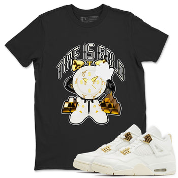 4s Sail shirt to match jordans Time Is Gold sneaker tees Air Jordan 4 Sail SNRT Sneaker Release Tees unisex cotton Black 1 crew neck shirt
