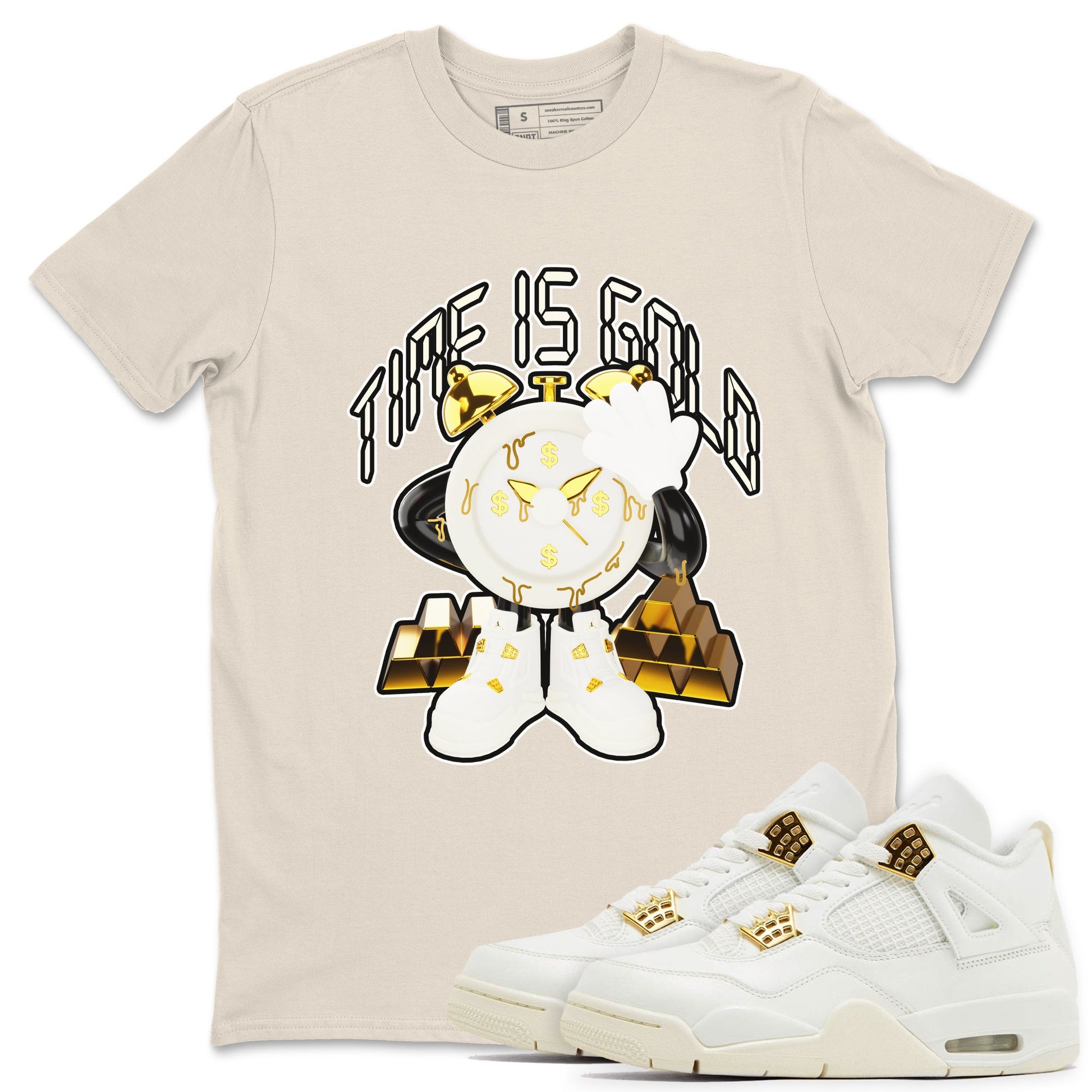 4s Sail shirt to match jordans Time Is Gold sneaker tees Air Jordan 4 Sail SNRT Sneaker Release Tees unisex cotton Natural 1 crew neck shirt