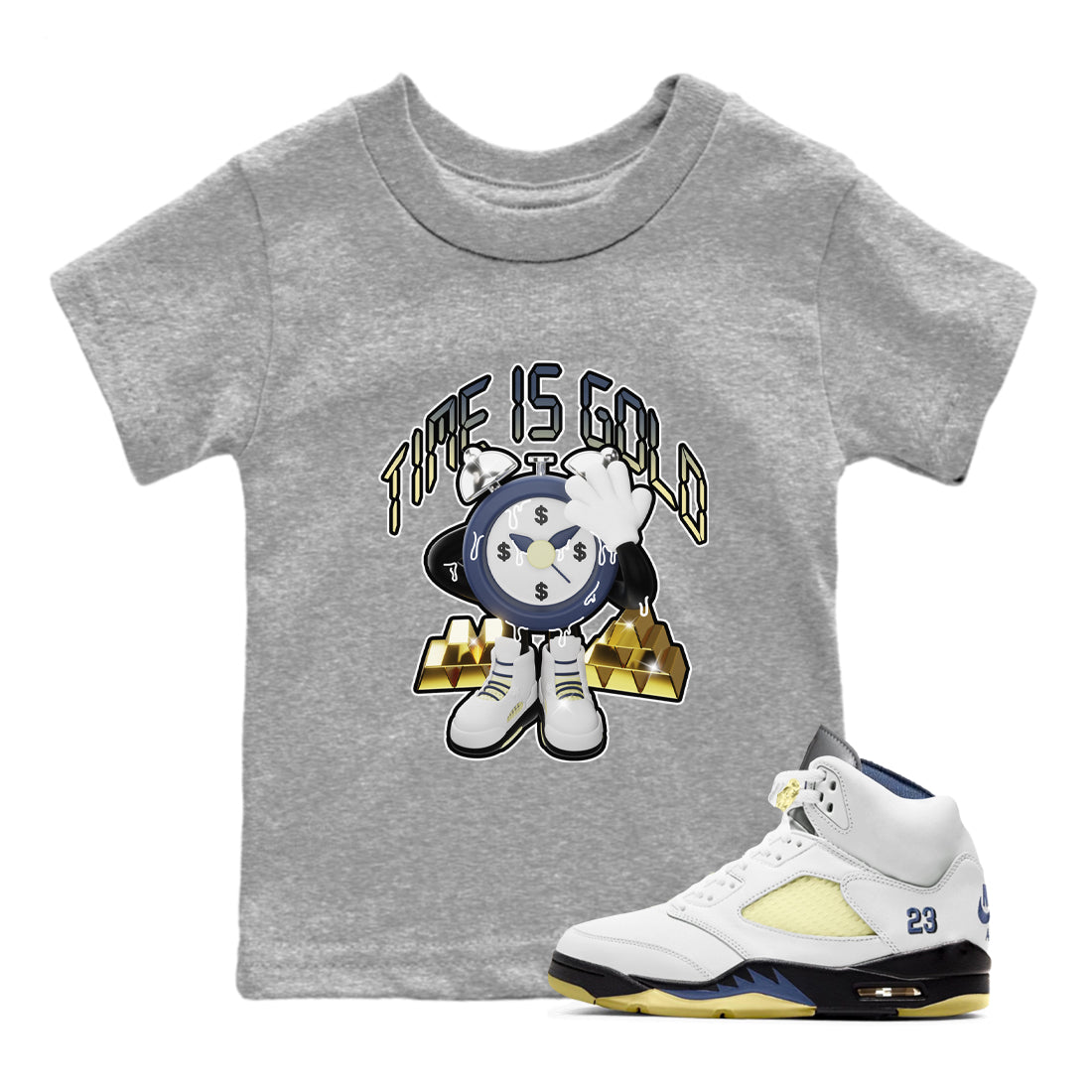 Air Jordan 5 A Ma Maniere x Photon Dust shirt to match jordans Time Is Gold sneaker tees Jordan 5 A Ma Maniere "Dawn" SNRT Sneaker Release Tees Baby Toddler Heather Grey 1 T-Shirt