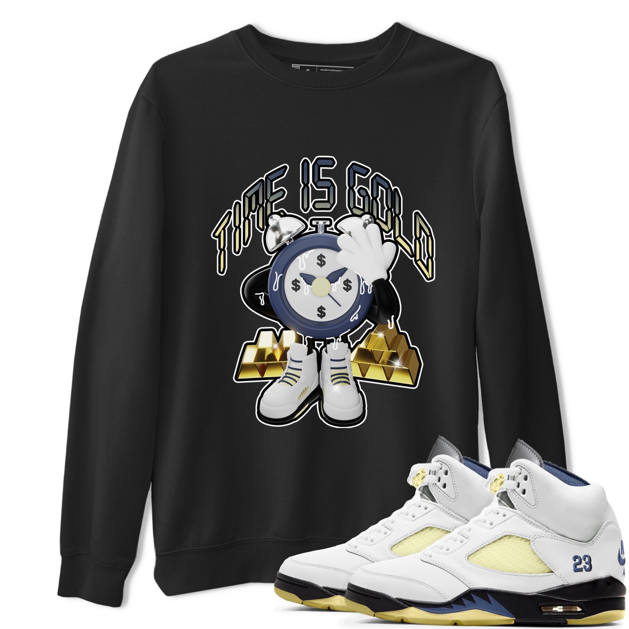 Air Jordan 5 A Ma Maniere x Photon Dust shirt to match jordans Time Is Gold sneaker tees Jordan 5 A Ma Maniere "Dawn" SNRT Sneaker Release Tees Unisex Black 1 T-Shirt