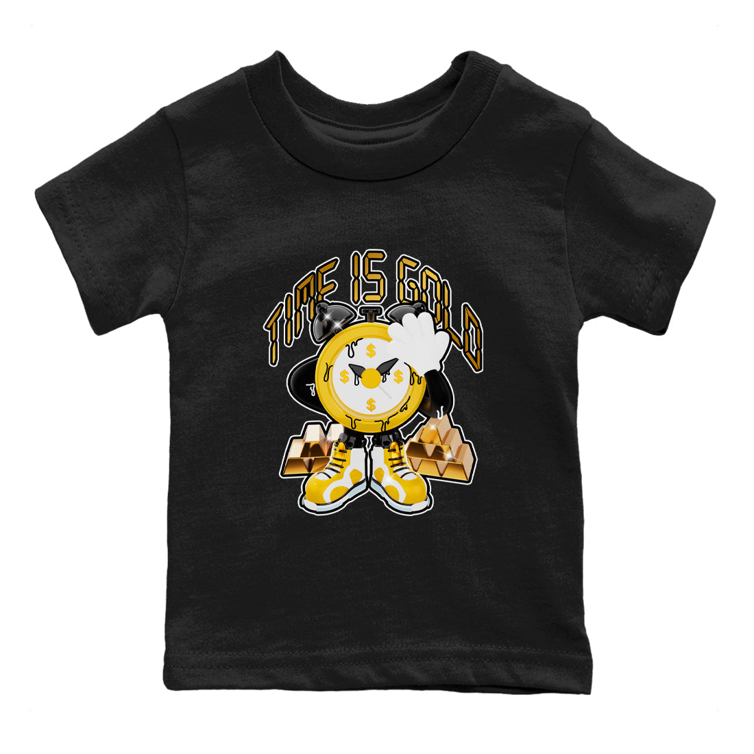 6s Yellow Ochre shirt to match jordans Time Is Gold sneaker tees Air Jordan 6 Yellow Ochre SNRT Sneaker Release Tees Baby Toddler Black 2 T-Shirt