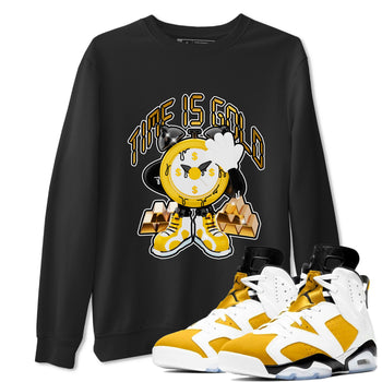 6s Yellow Ochre shirt to match jordans Time Is Gold sneaker tees Air Jordan 6 Yellow Ochre SNRT Sneaker Release Tees Unisex Black 1 T-Shirt