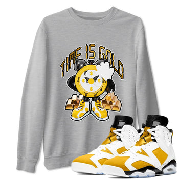 6s Yellow Ochre shirt to match jordans Time Is Gold sneaker tees Air Jordan 6 Yellow Ochre SNRT Sneaker Release Tees Unisex Heather Grey 1 T-Shirt