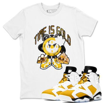 6s Yellow Ochre shirt to match jordans Time Is Gold sneaker tees Air Jordan 6 Yellow Ochre SNRT Sneaker Release Tees Unisex White 1 T-Shirt