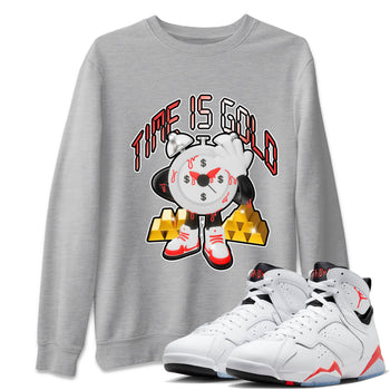 Air Jordan 7 White Infrared shirt to match jordans Time Is Gold sneaker tees AJ7 White Infrared SNRT Sneaker Release Tees Unisex Heather Grey 1 T-Shirt